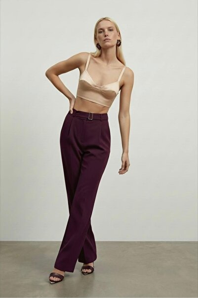 Noi Belis Wide Leg Belted Woven Trousers Aw25Pl0007