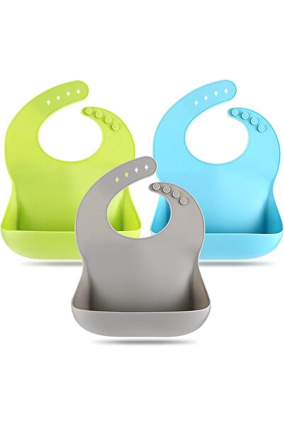 Generic Eascrozn Silicone Bibs for Babies & Toddlers Set of 3