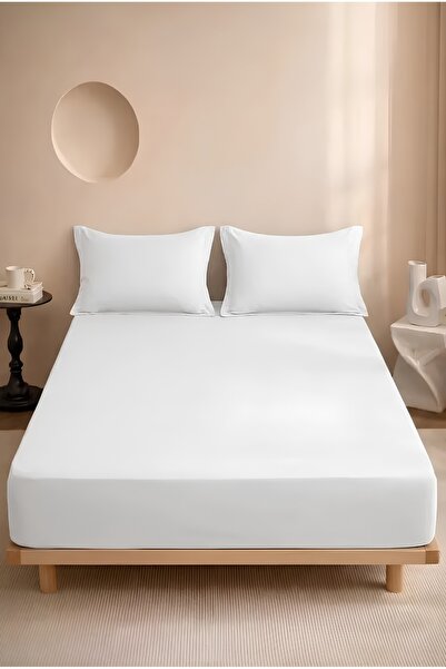 miar home perde tekstil 100% Cotton Elastic Sheet Set – 2 Flounce Pillowcases