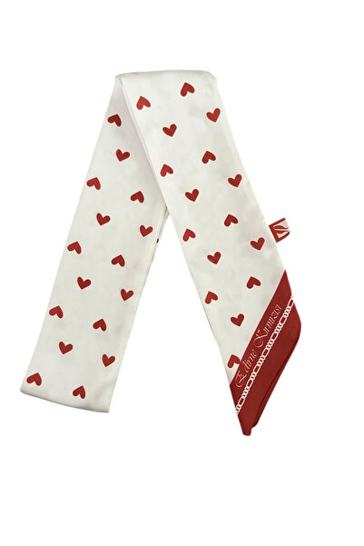 EDİRNE KIRMIZISI وشاح ضيق على شكل قلب 6x110 سم