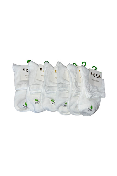 Koza Women's 6-Piece Bamboo White Seamless College Socks