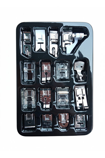 Güncel Ev tipi aile dikiş makinası ayak seti 16 lı kutulu