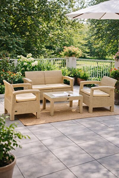 Alezy HK965 Amazon 5 Kişilik Bahçe Oturma Grubu + Sehpa