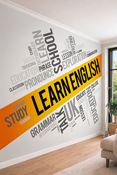 dreamwall İngilizce Eğitim ve Motivasyon Temalı Tipografik Modern Tek Parça T...