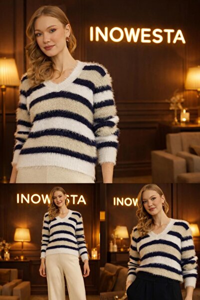 inowesta trend Women's Bearded Knitwear V-Neck Sweater (Soft Touch) Standard ...