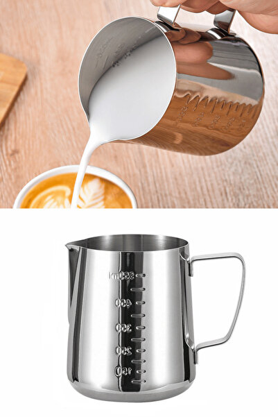 ELEGANCEV PASLANMAZ ÇELİK ÖLÇÜ KABI - BEHER - SÜTLÜK-550 ML
