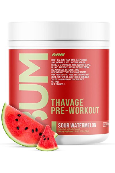 RAW مسحوق ما قبل التمرين من سلسلة CBUM Thavage - بنكهة البطيخ الحامض (17.99 أ...