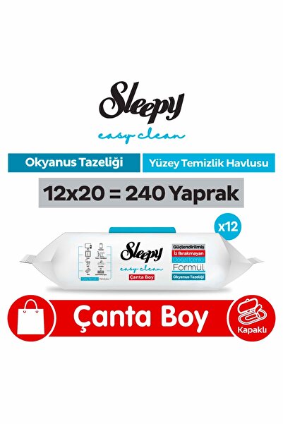 Sleepy Easy Clean Okyanus Tazeliği Yüzey Temizlik Havlusu Çanta Boy 12x20 (24...