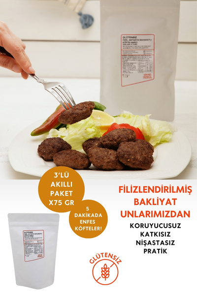 Mikro Herküller Glutensiz 3'lü Özel Antakya Baharatlı Köfte Harcı Paket 3x75 ...