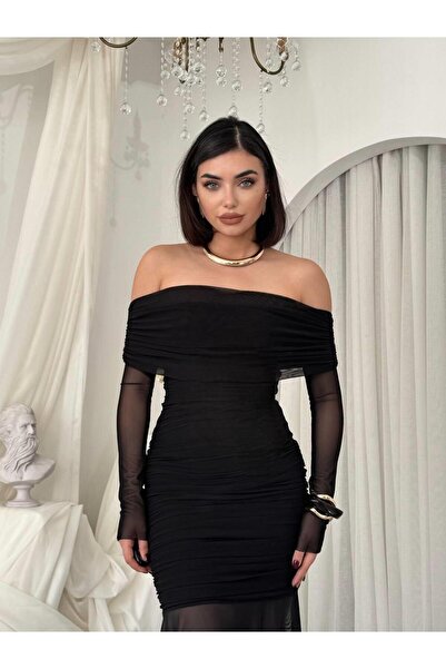 MODA DURAĞI RİSE STRAPLEZ ELBİSE Siyah