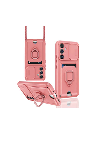 eco port حافظة سامسونج جالاكسي A05s زوما مع حلقة سيليكون لبطاقة العمل - وردي