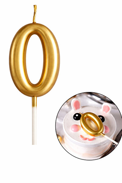 Parti dolabı 0 Yaş Gold Rakam Mum, Parlak Altın Rengi Doğum Günü Sıfır Mumu S...