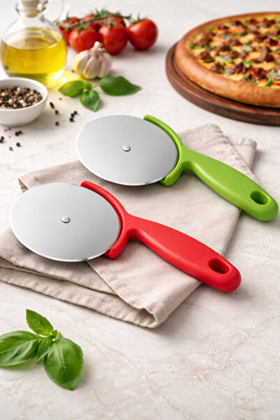 DİVAYS قطاعة بيتزا من الفولاذ المقاوم للصدأ بمقبض بلاستيكي - قطاعة عملية للعج...