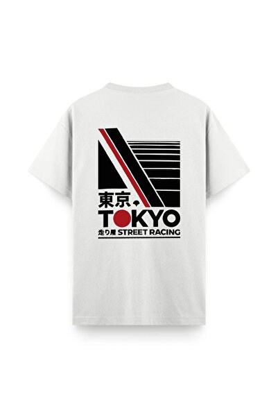 Oksit Tokyo Street Racing Back Printed Oversize Unisex Cotton T-Shirt Jdm Design
