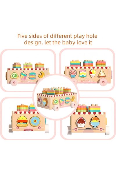 Leno لعبة سيارة الحلوى الخشبية من لينو مونتيسوري