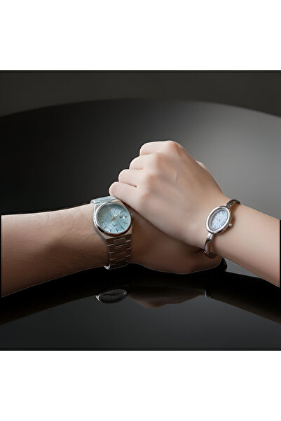 Qulothes Sevgili Çift Saati Set Lüks Çelik Kordon Special Lover