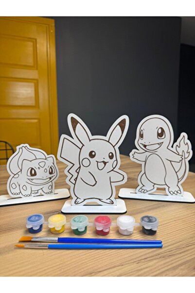 GKCREATİVE.CO Pikachu Pokemon Boyama Seti Ahşap
