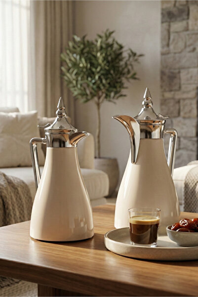 SQUALO Insulated Tea and Coffee Thermos Set – 0.8 + 1 Liter – Glass Liner – C...