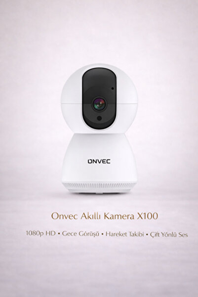 Onvec Akıllı Kamera X100 | 1080p HD | Gece Görüşü | Hareket Takibi | WiFi | Çift Yönlü Ses