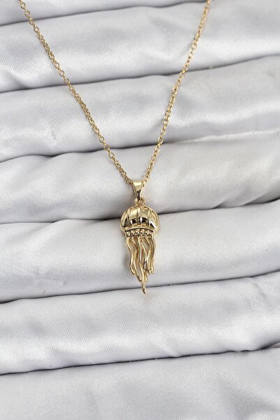 STİLLOVE 316L Steel Chain Gold Color Jellyfish Model Zircon Stone Women's Nec...