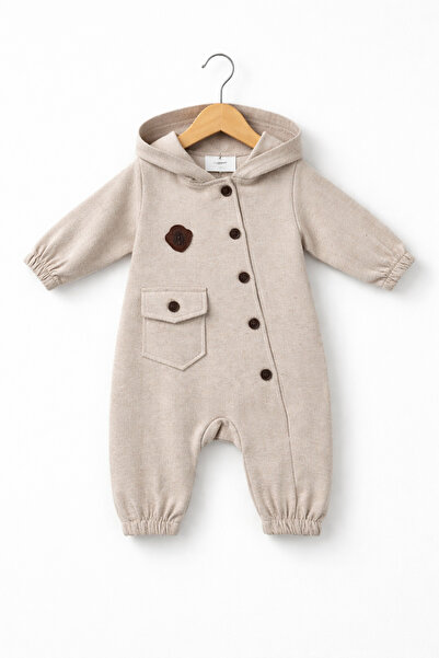 Baby Fou Hooded Buttoned Baby Jumpsuit