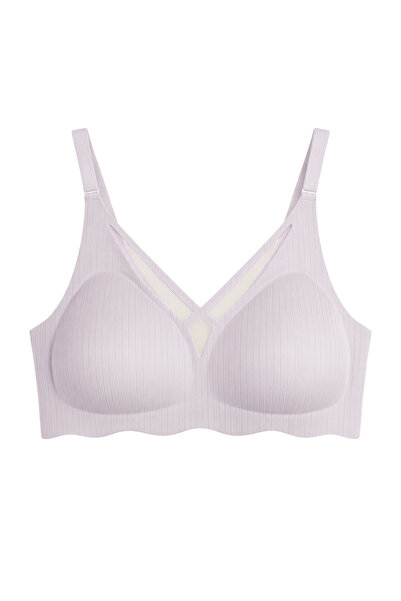 Cottonhill Seamless Bra - Liny |   Lila Laser Cut Seamless Line Patterned Low...
