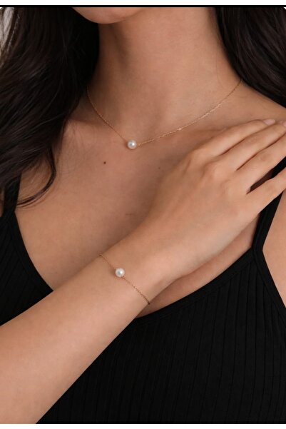 SAHET BUJİTERİ Kadın İncili Kolye ve Bileklik 2’li Set – Kutulu, Sevgililer G...