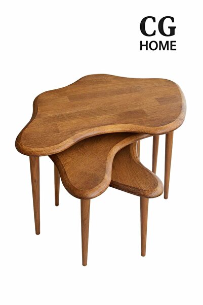 CG HOME Liza Model İskandinav Masif Kayın 3’lü Zigon Sehpa | Doğal Kayın Pane...