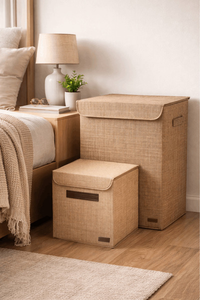 PH Prendi Home Jute Natural Set Large Size Jute Box and Jute Storage Box Orga...