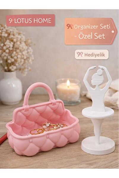 Lotus HOME Organizer Seti – Çantalı Organizer & Balerin Takı Standı | Özel Set
