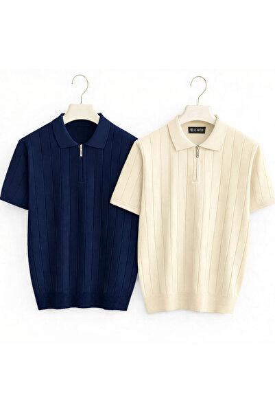 zs zaos fashion Set de 2 pulovere tricotate cu fermoar pentru bărbați, din bu...