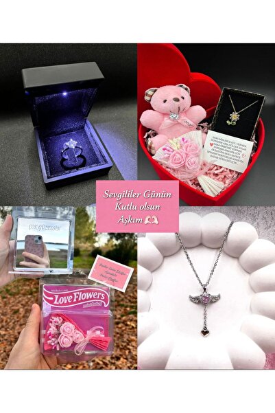Sepetten Eve Sevgililer Günü Sevgiliye Hediye Özel Set Tektaş Mini Buket Kana...