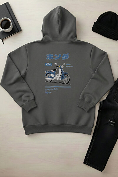 OXVİN JDM Moped - سترة بقلنسوة للجنسين بجيب الكنغر 3 خيوط (مع صوف من الداخل)