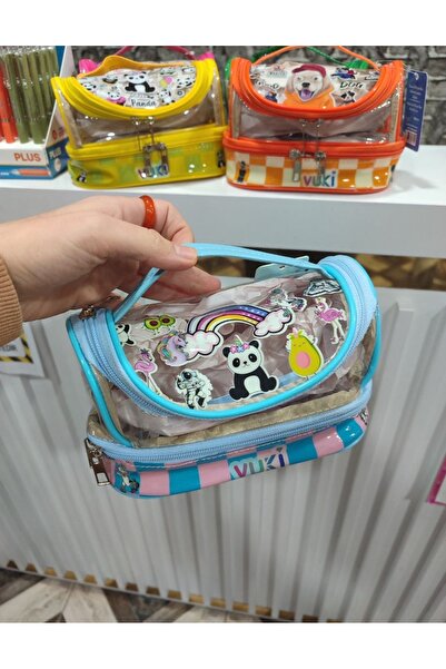 senacacollection Patterned Large Size Transparent Pencil Case with Handle and...