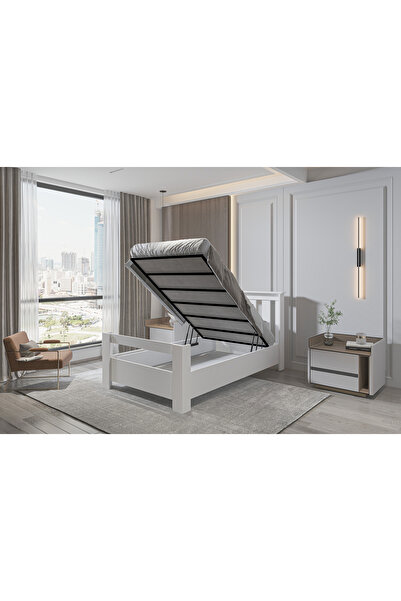 Ninnimo Alesta Tek Kişilik Beyaz MDF Bazalı Karyola