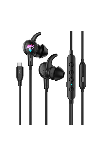 piva سماعة S6C-H تايب سي للألعاب بصوت محيطي مدمجة بكارت صوت RGB ميكروفون متعد...