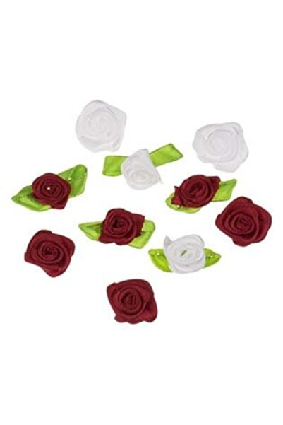 SHOPIENS Set creativ de trandafiri din material textil, vișiniu și alb - 10 buc.