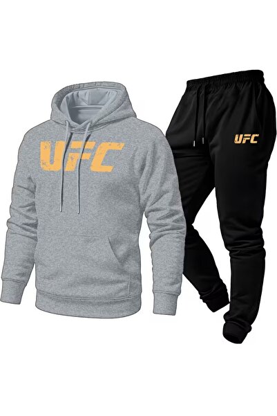 AEMİ Unisex Ufc Printed Hooded Oversize Top and Bottom Set