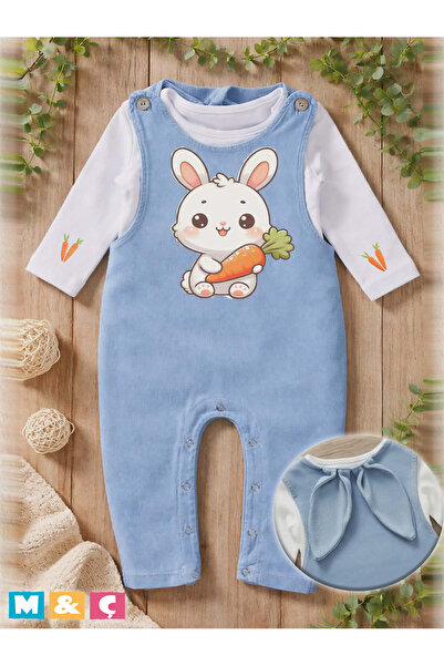 MÇ FAMİLY STORe TAVŞAN KULAKLI BEBEK KOT SALOPET 2Lİ TAKIM BUNNY DENİM OVERAL...