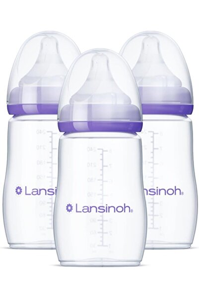 Lansinoh NaturalWave Baby Bottles, 8 Ounce, 3 Count