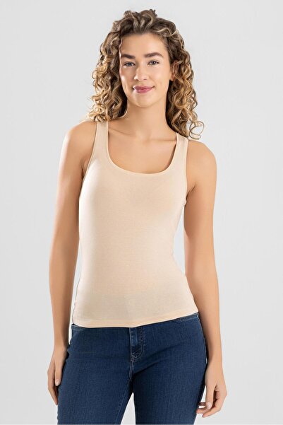 BAYKAR قميص داخلي نسائي من الليكرا بحزام سميك 6328 لون البشرة