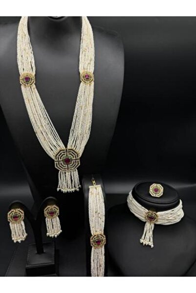 Nabd Althiqa طقم لولو النسائي مطلي بالزركون والماس بدقة