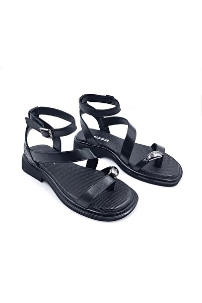 Bulldozer B261802 صندل نسائي من الجلد الطبيعي مريح باللون الأسود من نوع Gladi...