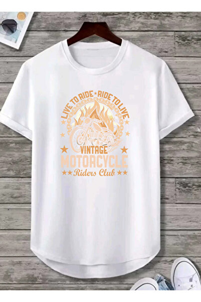 SUNFREE Motorcycle Printed Oval Skirt Cotton Summer Unisex Tshirt