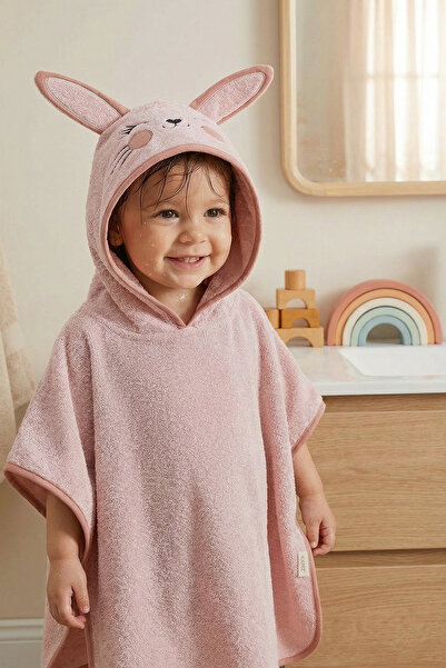 Kanz Bebek Panço Banyo ve Plaj Havlusu %100 Pamuk Kapüşonlu Nakışlı Figürlü -...