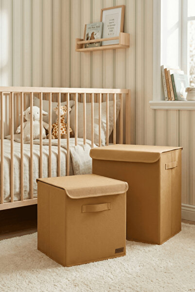 PH Prendi Home 2-Piece Large Size Set Large Beige Box and Beige Storage Box w...