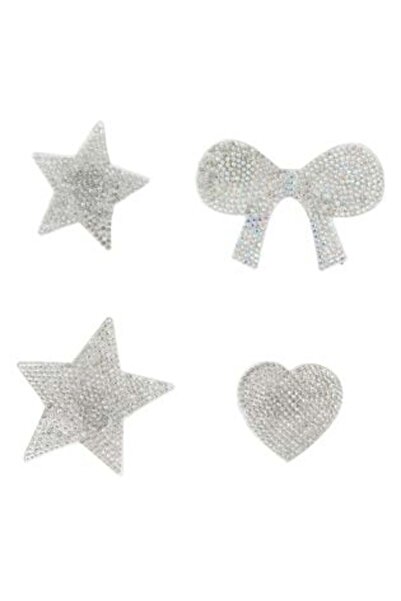 SHOPIENS Set de stickere - Etichete cu inimioare, stele, funde și pietre argi...