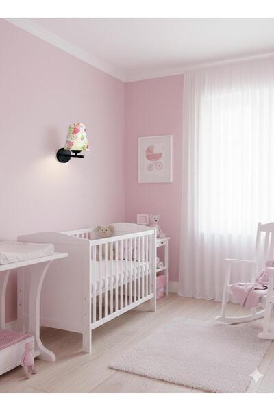 BİAVİZE Baby Girl and Children's Room Black Chromed Wall Sconce