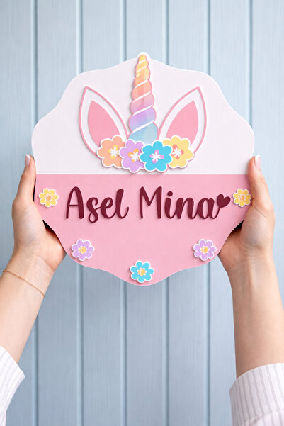 Agulab Unicorn Figürlü Işıklı Bebek Kapı Süsü- Unicorn Hastane Kapı Süsü