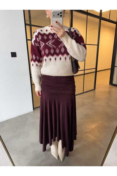 BB Bensu Buyruk Belden Draped Maxi Skirt Mulberry